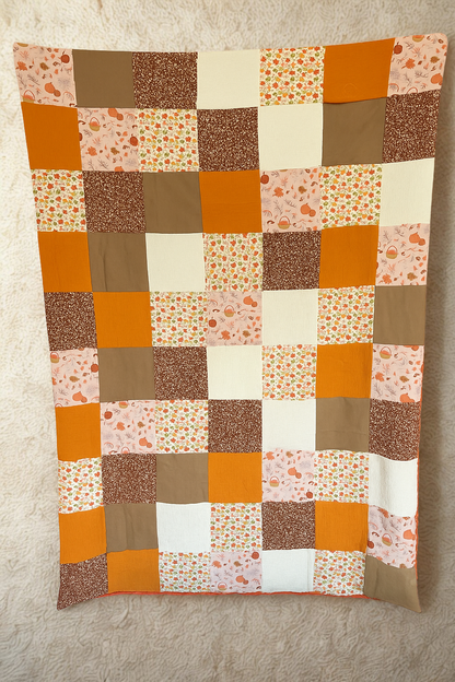 Plaid Patchwork automnal - coton, double gaze et minky